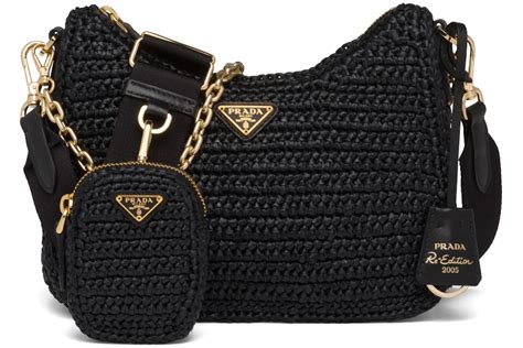 prada re edition raffia bag|raffia bag with black trim.